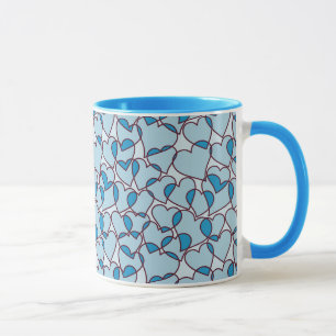 Taza Modelo azul moderno lindo de los corazones