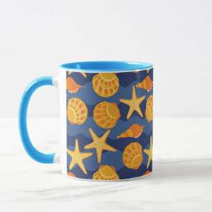 Taza Modelo azul y anaranjado del Seashell