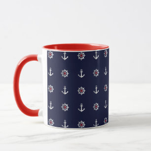 Taza Modelo blanco y azul rojo del ancla