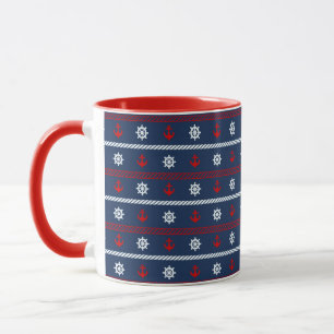 Taza Modelo blanco y azul rojo del océano