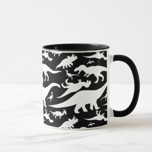 Taza Modelo blanco y negro del dinosaurio