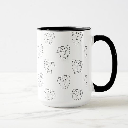 Taza Modelo blanco y negro del elefante