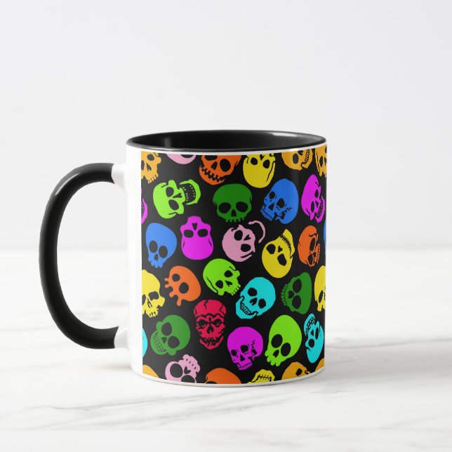 Taza Modelo colorido de los cráneos en negro (Izquierda)
