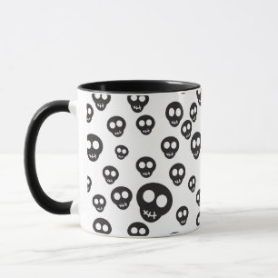 Taza Modelo con los cráneos negros en blanco