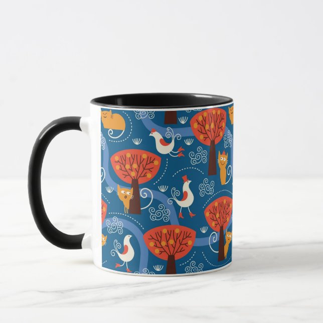 Taza modelo con los gatos y los pájaros lindos (Izquierda)