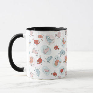 Taza modelo con los pájaros del dibujo animado
