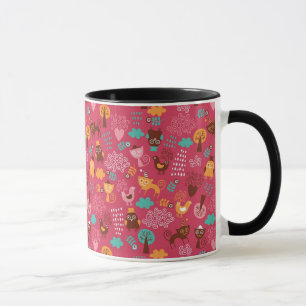 Taza Modelo con los pájaros y los gatos lindos