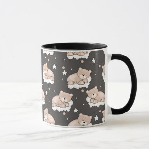 Taza modelo con pequeño dormir del oso