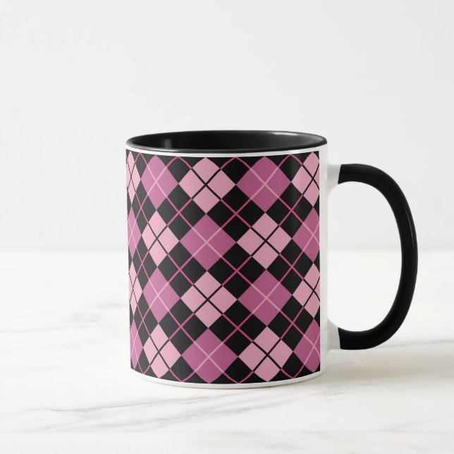 Taza Modelo de Argyle en negro y rosa (Derecha)