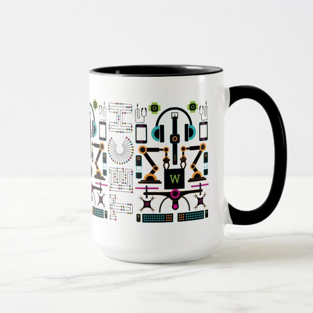 Taza Modelo de equipo y objetos de tecnología moderna (Derecha)