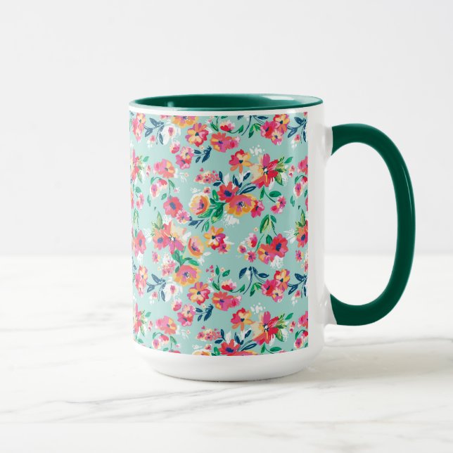 Taza Modelo de flores pintado (Derecha)