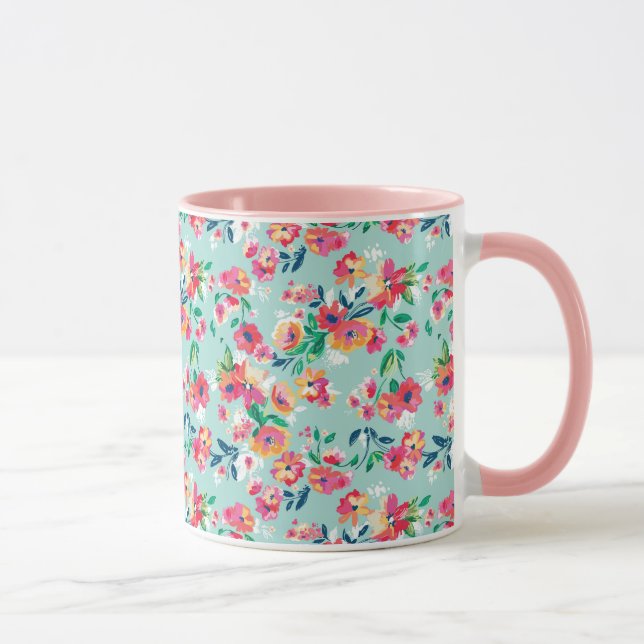 Taza Modelo de flores pintado (Derecha)