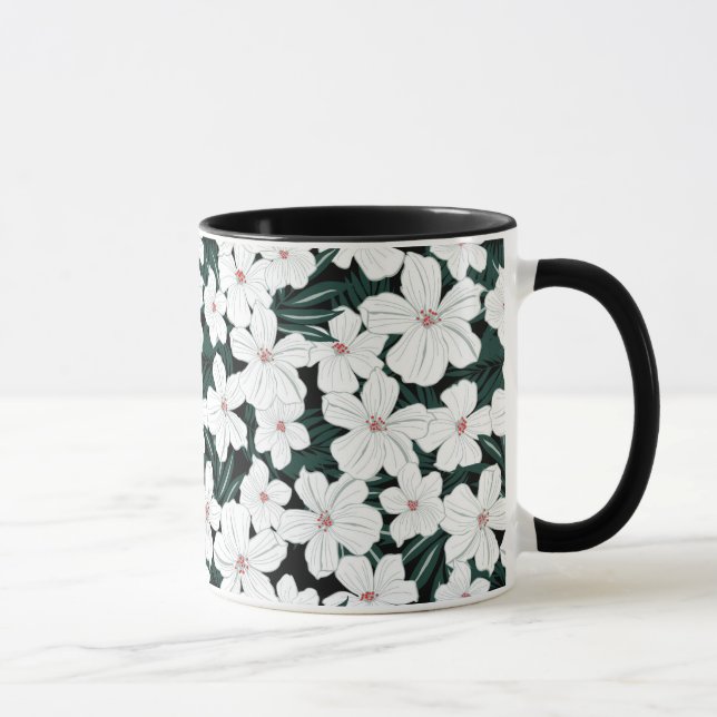 Taza Modelo de flores tropical blanco (Derecha)