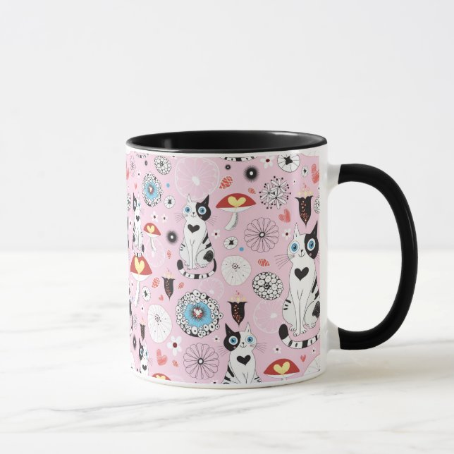 Taza modelo de gatos y de flores (Derecha)