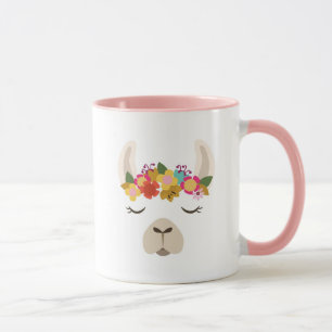 Taza Modelo de la alpaca y de flores