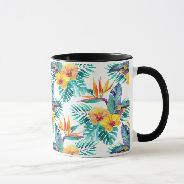 Taza Modelo de la ave del paraíso y de la orquídea (Derecha)
