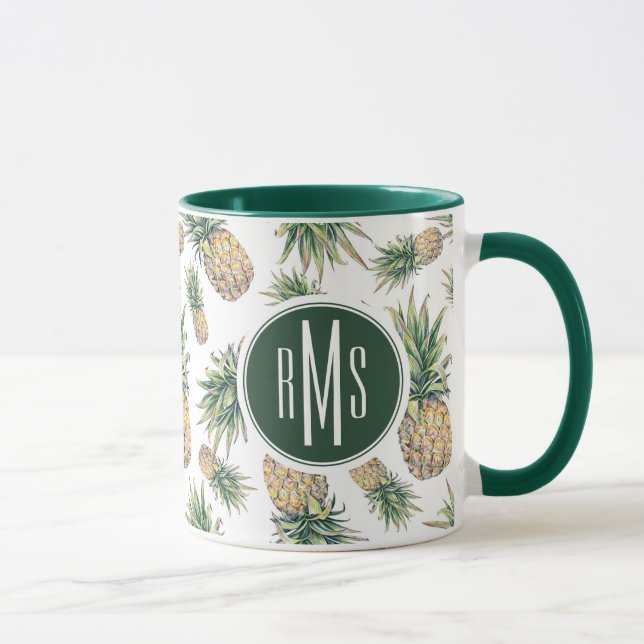 Taza Modelo de la piña de la acuarela (Derecha)