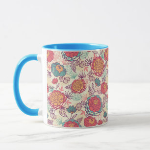Taza Modelo de las flores y de las hojas del Peony