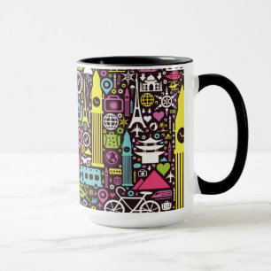 Taza Modelo de neón de los iconos del mundo