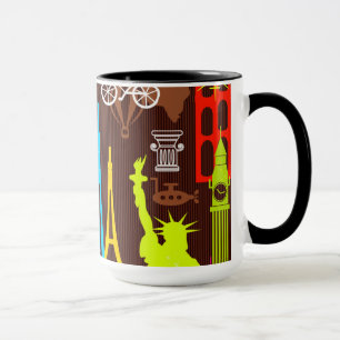 Taza Modelo de neón del World Travel