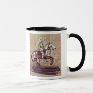 Taza Modelo de un caballo y de un jinete bardados,