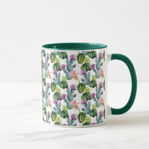 Taza Modelo del arte de los cactus de la acuarela