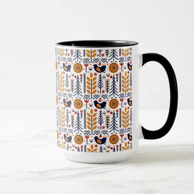 Taza Modelo del arte popular del pájaro del otoño (Derecha)