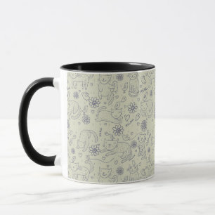 Taza Modelo del dibujo animado con los gatos divertidos