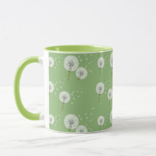 Taza Modelo del diente de león en fondo verde