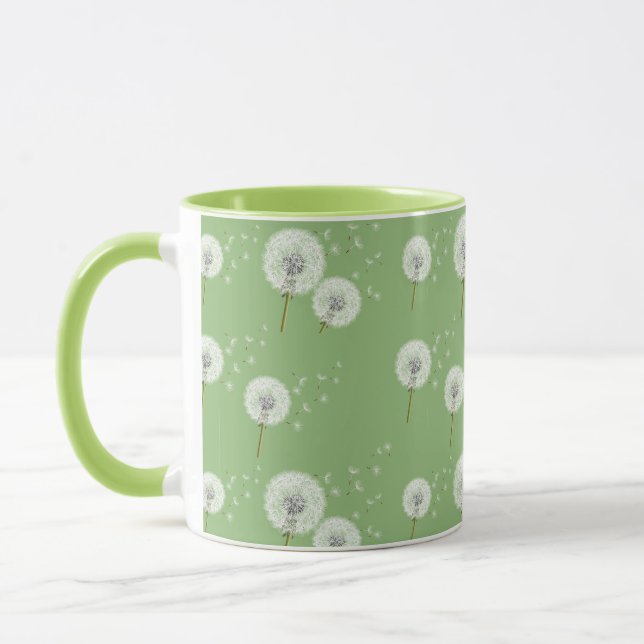 Taza Modelo del diente de león en fondo verde (Izquierda)