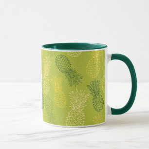Taza Modelo del esquema de la piña en verde