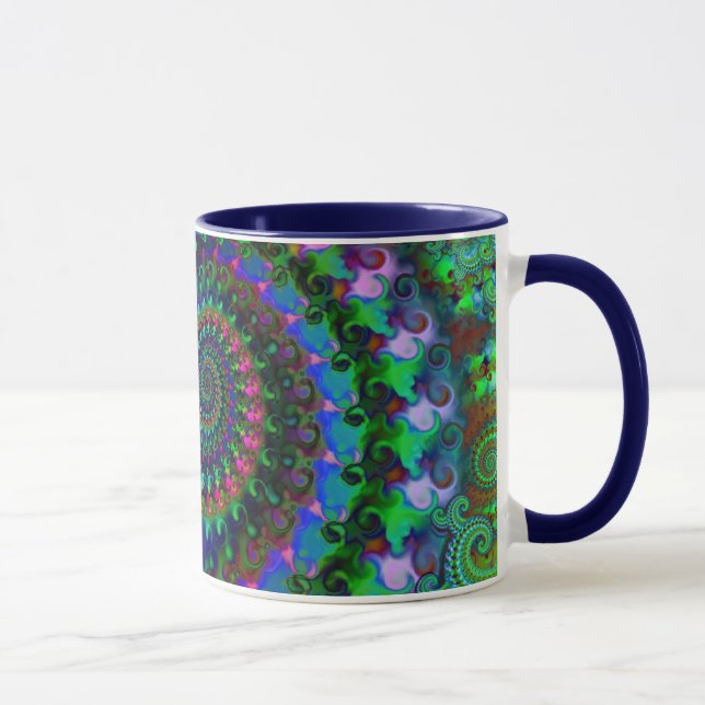 Taza Modelo del fractal del arco iris del hippy (Derecha)