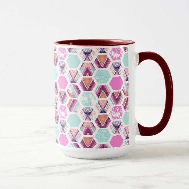 Taza Modelo del hexágono de la acuarela (Derecha)