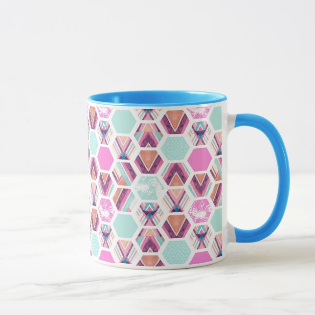 Taza Modelo del hexágono de la acuarela (Derecha)