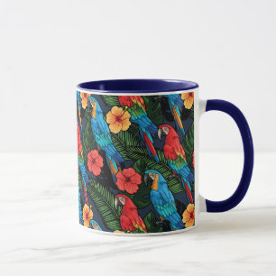 Taza Modelo del Macaw y del hibisco