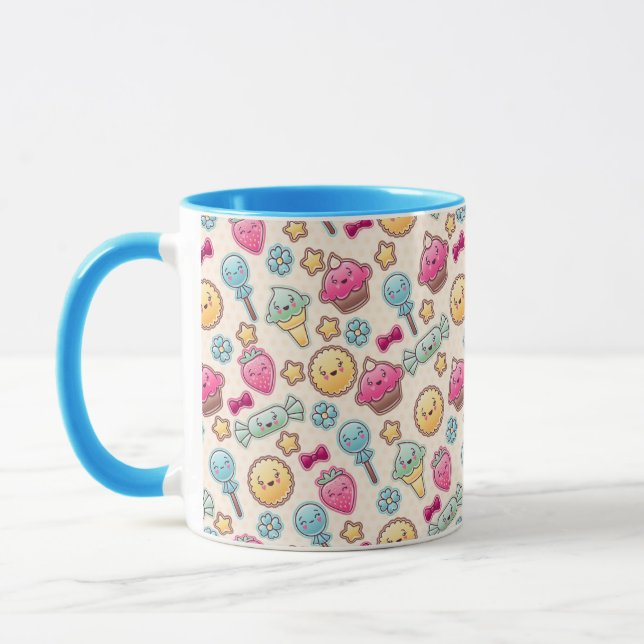 Taza Modelo del niño de Kawaii con doodles lindos (Izquierda)