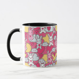 Taza Modelo del niño de Kawaii con los Doodles lindos 