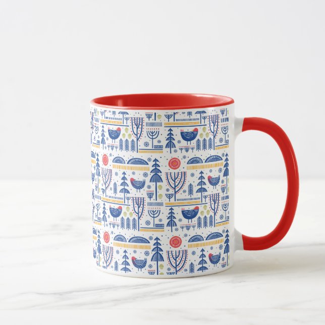 Taza Modelo del pájaro del invierno del arte popular (Derecha)