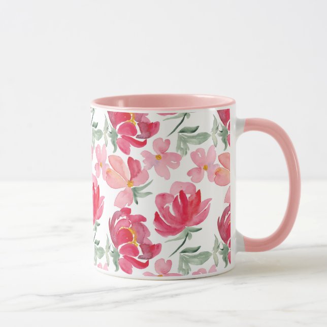Taza Modelo del Peony de la acuarela (Derecha)