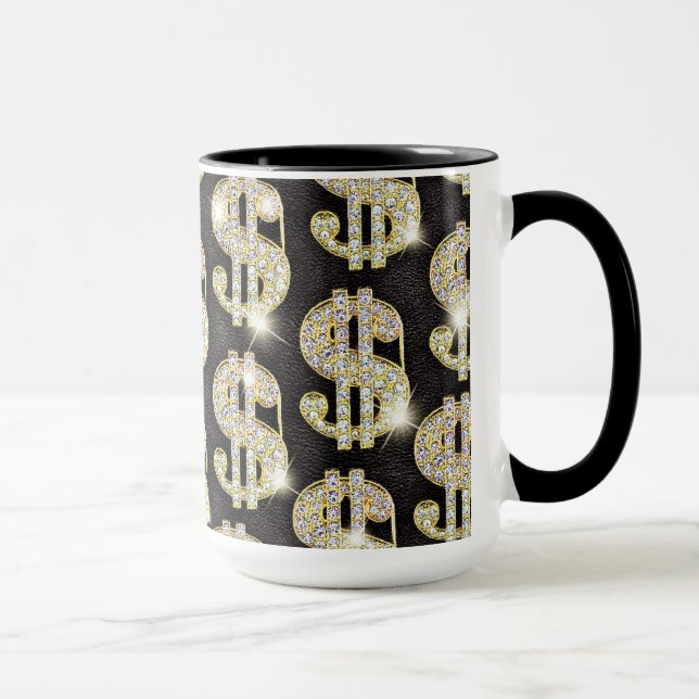 Taza Modelo del Rótulo de dólar de los diamantes de (Derecha)