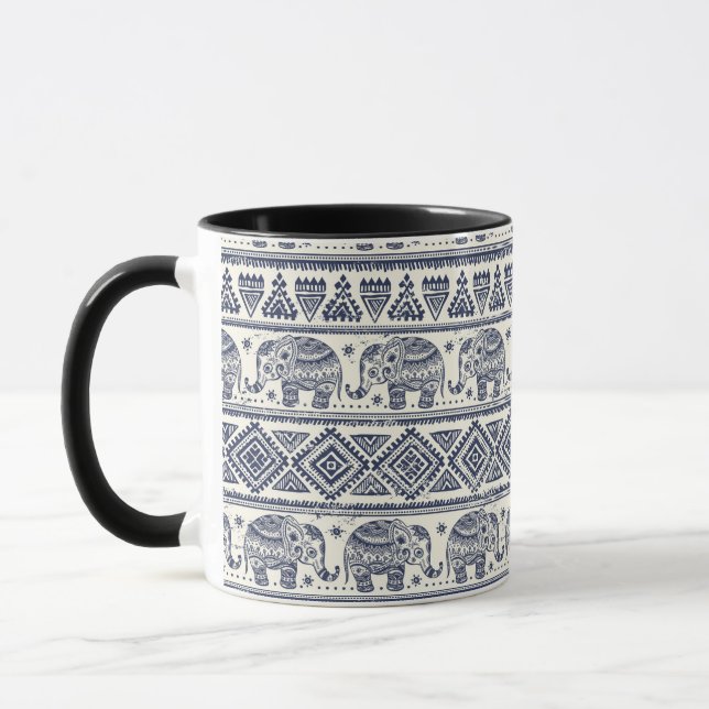 Taza Modelo étnico azul del elefante (Izquierda)