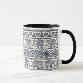 Taza Modelo étnico azul del elefante