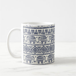 Taza Modelo étnico azul del elefante