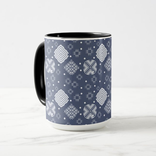 Taza modelo étnico del azul del estilo del boho (Anverso izquierdo)