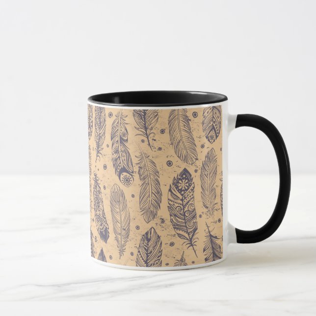 Taza Modelo étnico del esquema de la pluma (Derecha)