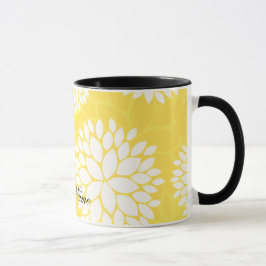 Taza Modelo floral blanco amarillo del monograma