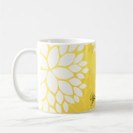 Taza Modelo floral blanco amarillo del monograma