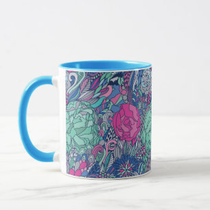 Taza Modelo floral colorido del Doodle
