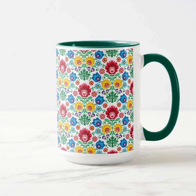 Taza Modelo floral del arte popular del corazón (Derecha)
