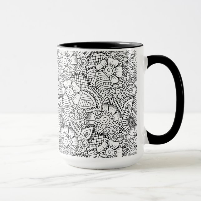 Taza Modelo floral del Doodle (Derecha)